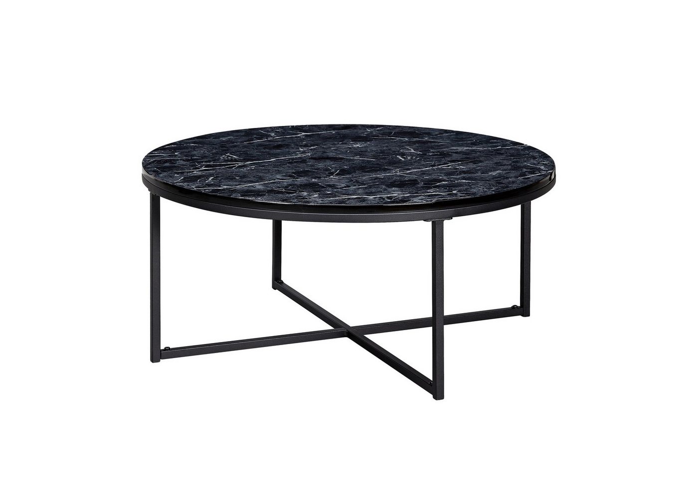 KADIMA DESIGN Couchtisch Couchtisch 80x36x80 cm mit Marmor Optik Schwarz, Wohnzimmertisch mit, Metall-Gestell, Sofatisch Rund Tisch Wohnzimmer, Beistelltisch von KADIMA DESIGN