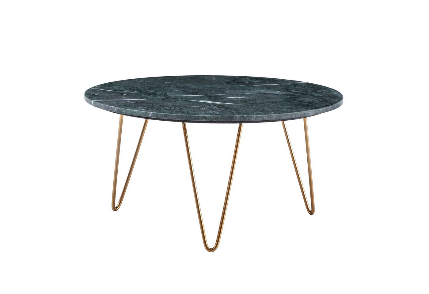 KADIMA DESIGN Couchtisch Couchtisch Echter Marmor Grün 70x70x35 cm Sofatisch Metall Gold, (Groß, Kaffeetisch Haarnadelbeine), Design Dreibein Wohnzimmertisch Rund Modern, Marmortisch Loungetisch von KADIMA DESIGN