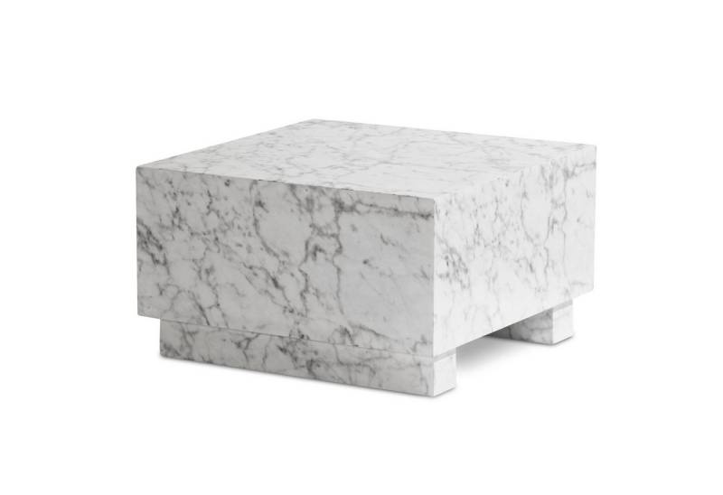 KADIMA DESIGN Couchtisch Couchtisch MONOBLOC 60x60x35 cm Weiß Hochglanz mit Marmor Optik, (Kaffeetisch Würfel-Form), Wohnzimmertisch Cube Quadratisch, Design Sofatisch, Lounge von KADIMA DESIGN
