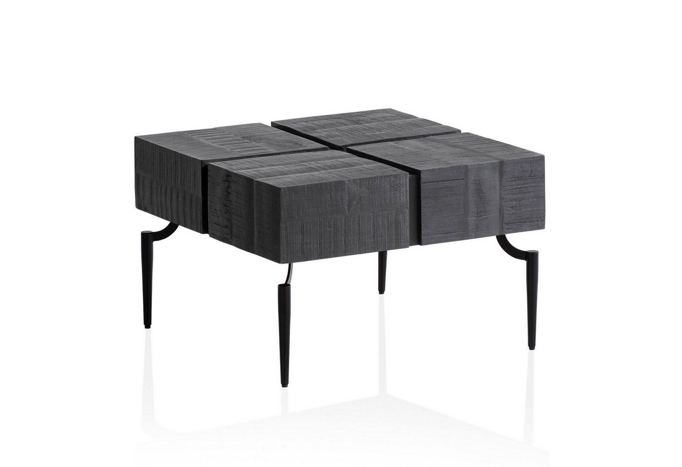 KADIMA DESIGN Couchtisch Couchtisch Mango Massivholz 60x60x40 cm Quadratisch mit (Modern, Kaffeetisch Cube Schwarz), Metallgestell, Kleiner Sofatisch Würfel-Form, Wohnzimmertisch Couch von KADIMA DESIGN