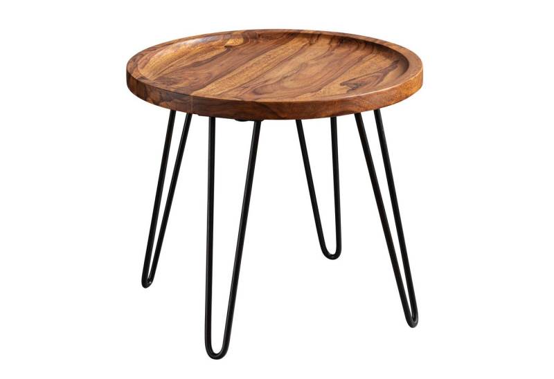 KADIMA DESIGN Couchtisch Couchtisch Massivholz 45x40x45 cm Wohnzimmertisch Rund Sofatisch (Kaffeetisch aus Holz und Metall), Sofatisch mit Haarnadelbeine von KADIMA DESIGN