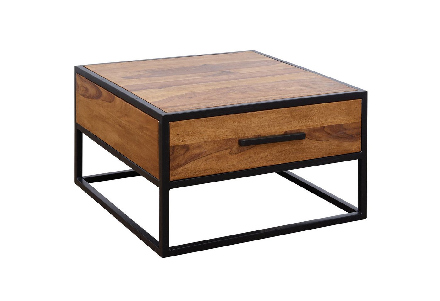 KADIMA DESIGN Couchtisch Couchtisch WL5.623 Massivholz / Metall Sofatisch 65x38x65cm, Design (Holztisch Kaffeetisch Massiv, Tisch Wohnzimmer), Wohnzimmertisch Massivholz, Stubentisch Industrial Braun, Designer von KADIMA DESIGN