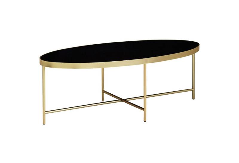 KADIMA DESIGN Couchtisch Design Couchtisch Glas Schwarz - Oval 110 x 56 cm mit Gold, Metallgestell, Großer Wohnzimmertisch, Lounge Tisch Glastisch von KADIMA DESIGN