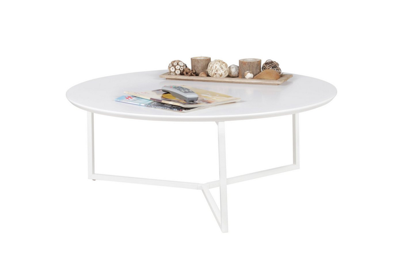 KADIMA DESIGN Couchtisch Design Couchtisch MDF Holz weiß matt Gestell Metall ø 80 cm (Kaffeetisch rund Loungetisch), Wohnzimmertisch lackiert Sofatisch modern von KADIMA DESIGN
