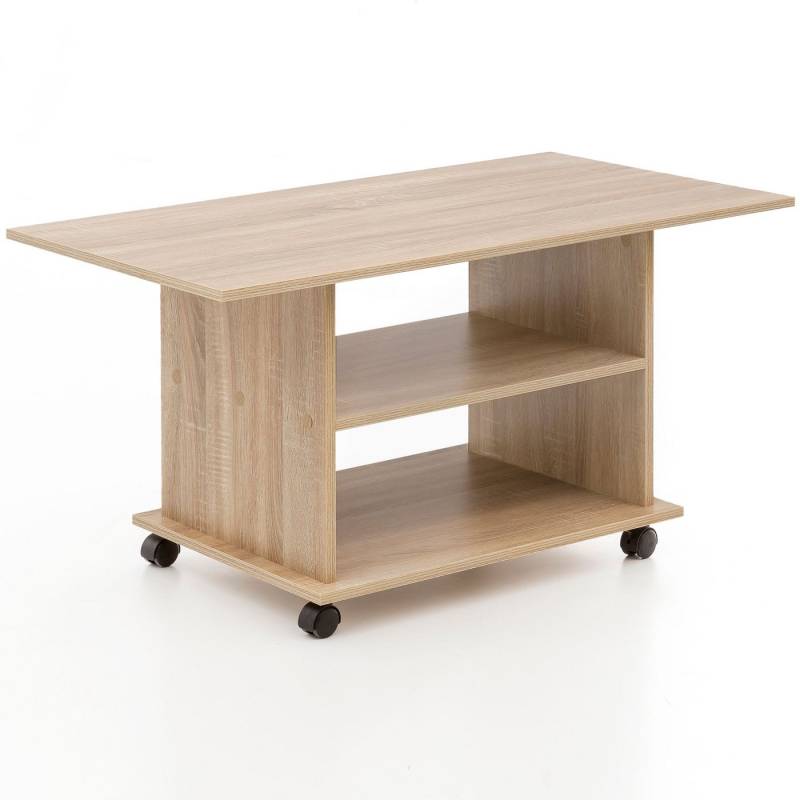 KADIMA DESIGN Couchtisch Design Couchtisch WL5.739 95 x 51 x 54,5 cm Sonoma Drehbar mit (Kaffeetisch mit Stauraum), Rollen, Wohnzimmertisch Coffee Table, Sofatisch Loungetisch Holz von KADIMA DESIGN
