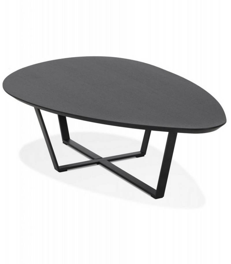 KADIMA DESIGN Couchtisch Designer Couchtisch aus Schwarzem Holz mit Metallgestell 140x80x33cm (Kaffeetisch für Getränke und Dekoration DROP Kollektion), Wohnzimmertisch mit Eleganter Ovaler Form Modernes Design von KADIMA DESIGN