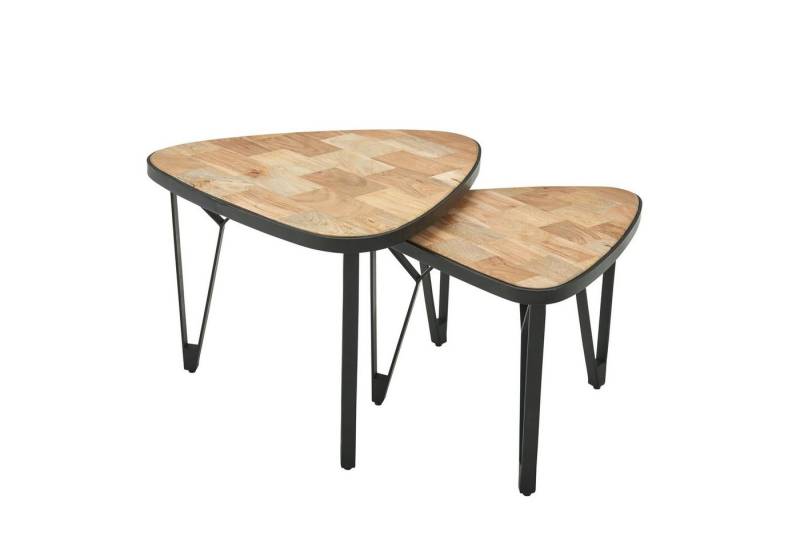 KADIMA DESIGN Satztisch Massivholz-Metall Couchtisch Set, Langlebig, Stabil & Platzsparend von KADIMA DESIGN