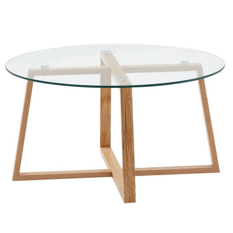 KADIMA DESIGN Couchtisch Robuster Kaffeetisch aus Eiche mit transparenter Glasplatte von KADIMA DESIGN