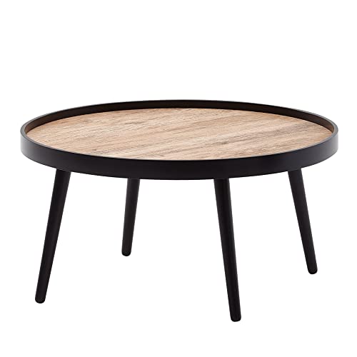 KADIMA DESIGN Couchtisch Rund 76x76x40 cm Schwarz Braun Sofatisch Modern von KADIMA DESIGN