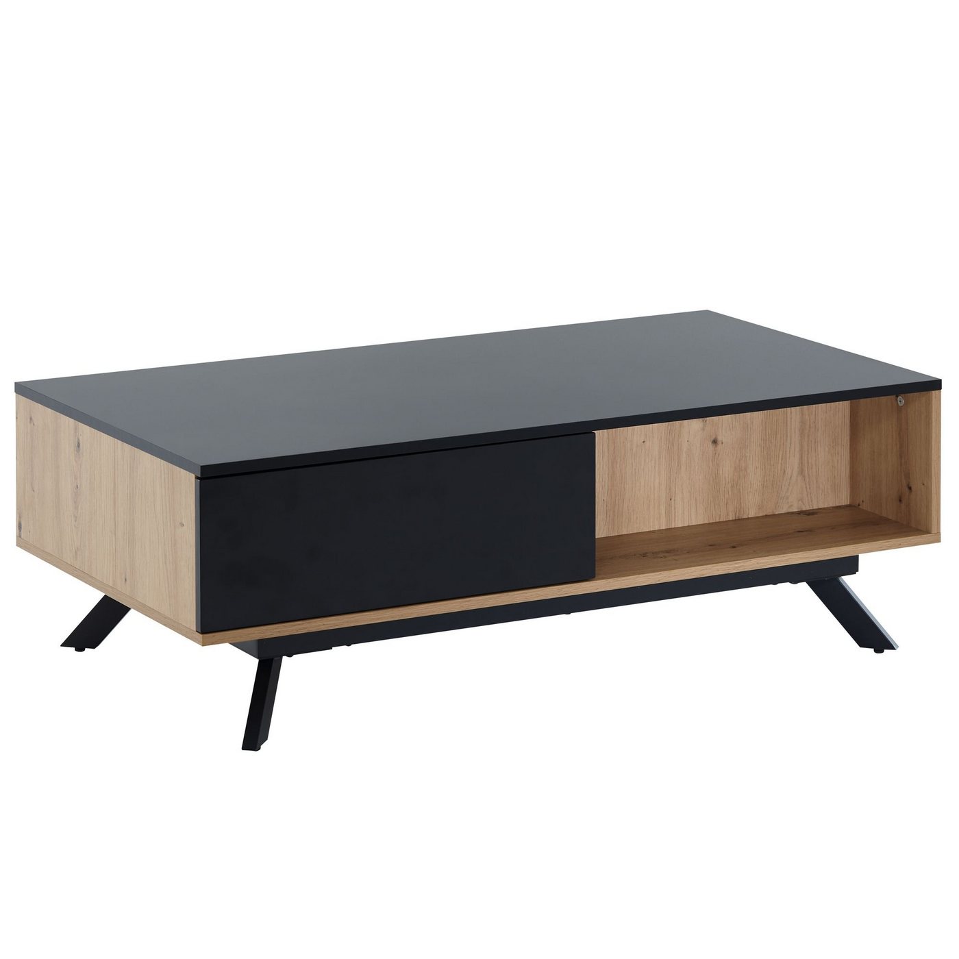 KADIMA DESIGN Couchtisch Stylischer Kaffeetisch, Eiche-Dekor/Schwarz, 110x60x38 cm von KADIMA DESIGN