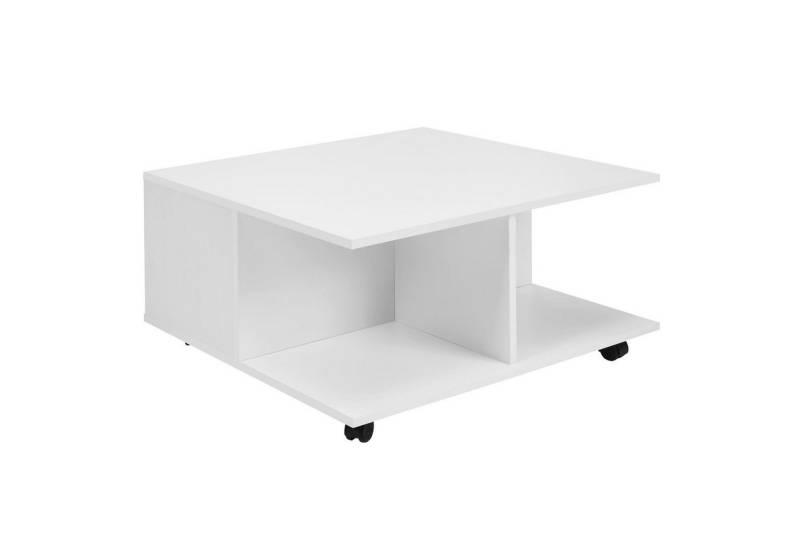 Wohnling Couchtisch Design Couchtisch 70x70 cm Weiß, Wohnzimmertisch mit 2 Schubladen, (Sofatisch mit Rollen, Tisch mit 2), Sofatisch mit Rollen, Tisch mit 2 von Wohnling