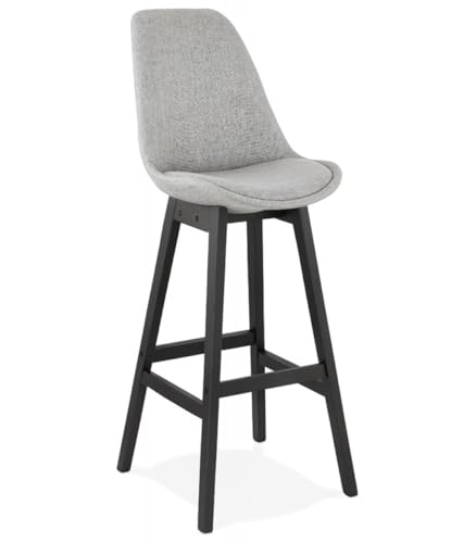 Barhocker Gepolstert Holz | Küchenhocker Dunkelgrau mit Stoffbezug | Barstuhl Skandinavisches Design | Industriell Modern | 48x56x114 cm Sitzhöhe 75 cm | Teresa Kollektion von KADIMA DESIGN