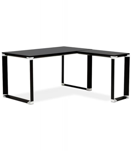 Eckschreibtisch Industriedesign Holz Metall | Büroschreibtisch Winkelschreibtisch mit modularer Ecke | Designer Arbeitstisch mit Regalen | Schwarzes Modell | 170x160x74 cm | XLINE Kollektion von KADIMA DESIGN