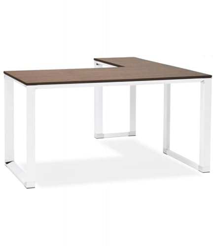 Eckschreibtisch Holz Metall | Designer Bürotisch mit Walnuss-Finish | XLINE Arbeitsplatz Weiss-Braun | Modernes Design | 170x160x74 cm | Kadima Kollektion von KADIMA DESIGN