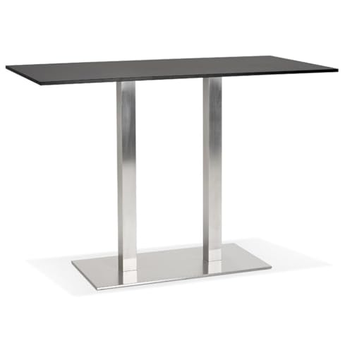 KADIMA DESIGN Designer-Stehtisch, 160x80x100 cm, Schwarze Holzplatte & gebürstetes Stahlgestell - Robuster Bartisch - Pflegeleichter & vielseitiger Hochtisch - KORALO BAR Kollektion von KADIMA DESIGN