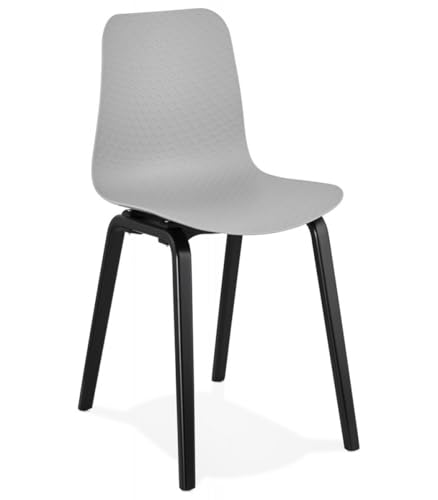 KADIMA DESIGN Designerstuhl aus Holz und Kunststoff | Retro Esszimmerstuhl mit Polypropylen Sitz | Küchenstuhl mit schwarzen Holzbeinen | Skandinavischer Stil | 44,5x52,5x81 cm | PACIFIK Kollektion von KADIMA DESIGN