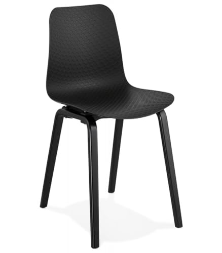 KADIMA DESIGN Retro Designstuhl Holz Kunststoff | Skandinavischer Esszimmerstuhl Ergonomische Sitzfläche | Vintage Küchenstuhl Schwarze Beine | Modern Zeitlos | 44,5x52,5x81 cm | PACIFIK Kollektion von KADIMA DESIGN