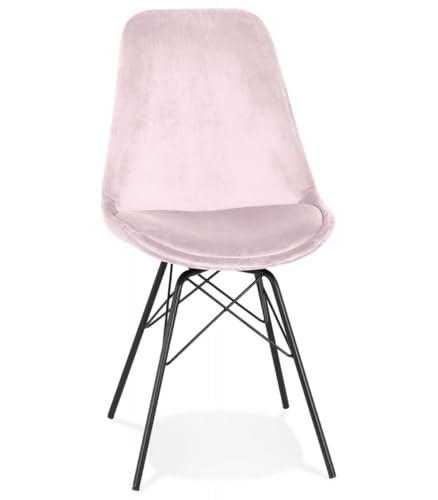 Eleganter Samtsessel ZAZY | Esszimmerstuhl Rosa mit Schwarzen Metallbeinen | Vintage Polsterstuhl für Wohnzimmer | Retro Design | 45x55x83 cm | Kadima Kollektion von KADIMA DESIGN