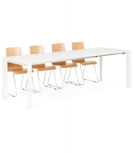 KADIMA DESIGN Esstisch MAMAT Ausziehbar Matt Weiß | Designertisch aus Holz mit Metallgestell | Küchentisch mit Zwei Verlängerungen | Eleganter Stil | 190-270x95x75 cm | Moderne Kollektion von KADIMA DESIGN
