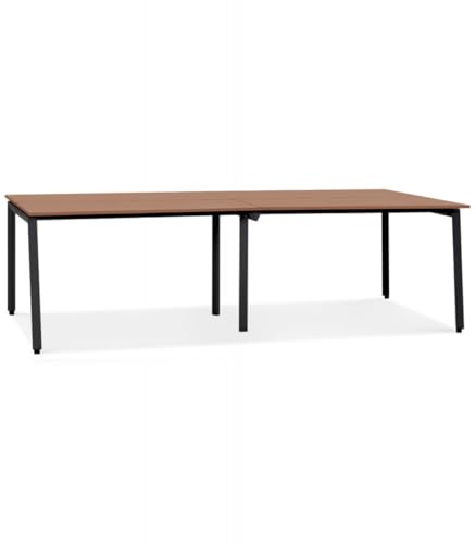 Doppelschreibtisch aus Holz mit Metallgestell | Bürotisch für Zwei Personen mit Walnuss Oberfläche | Arbeitstisch für Teamarbeit | Modern Elegant | 280x140x74,5 cm | Amadeus Kollektion von KADIMA DESIGN
