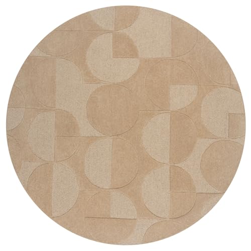 KADIMA DESIGN Eleganter Wollteppich DEBEN NOAH Kollektion, rutschfest. Farbe: Braun, Größe: 160x160 cm von KADIMA DESIGN