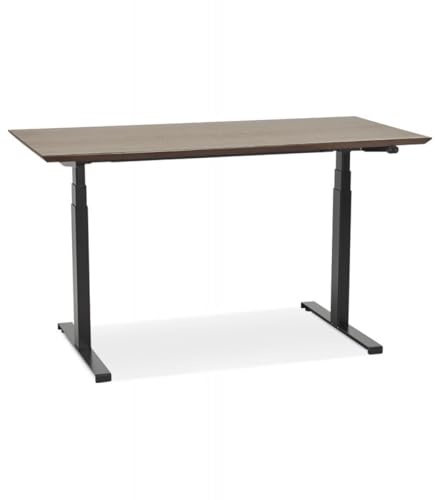 Elektrischer Sitz Steh Schreibtisch mit Holzplatte und Metallgestell | Ergonomischer Computertisch höhenverstellbar | Motorbetriebener Arbeitstisch gesund | Modern | 63-128x150x70 cm | BIONIK von KADIMA DESIGN
