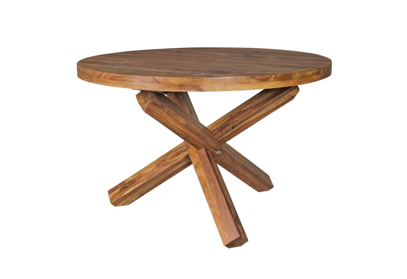 KADIMA DESIGN Esstisch Design Esszimmertisch BOHA rund Ø 120 cm x 75 cm Sheesham Massiv-Holz (Küchentisch Tisch für Esszimmer braun), Landhaus Esstisch 4 Personen von KADIMA DESIGN