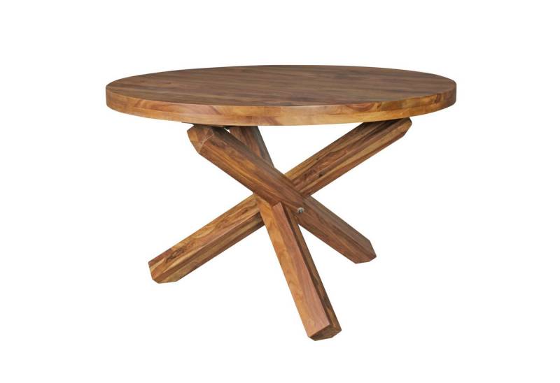 KADIMA DESIGN Esstisch Design Esszimmertisch BOHA rund Ø 120 cm x 75 cm Sheesham Massiv-Holz (Küchentisch Tisch für Esszimmer braun), Landhaus Esstisch 4 Personen von KADIMA DESIGN