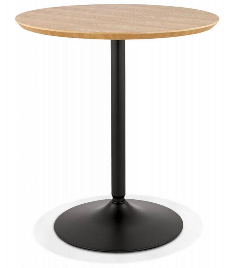 KADIMA DESIGN Esstisch Esstisch HUSH Rundtisch aus Holz und Metall Skandinavisches Design (Moderner Wohnzimmertisch in Beige Schwarz Kadima), Designer Küchentisch mit Naturfurnier 80x80x77,5 cm Durchmesser von KADIMA DESIGN