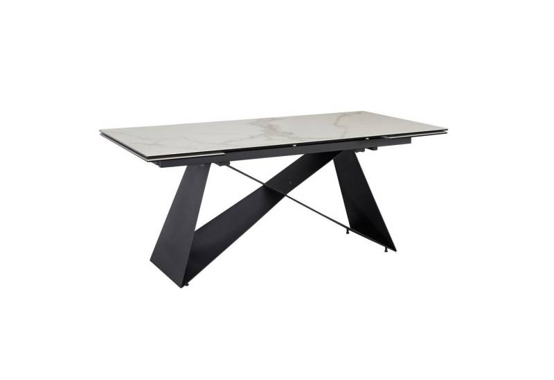 KADIMA DESIGN Esstisch Esszimmertisch 180 - 260 cm Ausziehbar Keramik Glas Weiß, (Esstisch Extravagant mit Metallbeinen), Keramiktisch Marmor-Optik Groß, Designer Küchentisch Rechteckig von KADIMA DESIGN