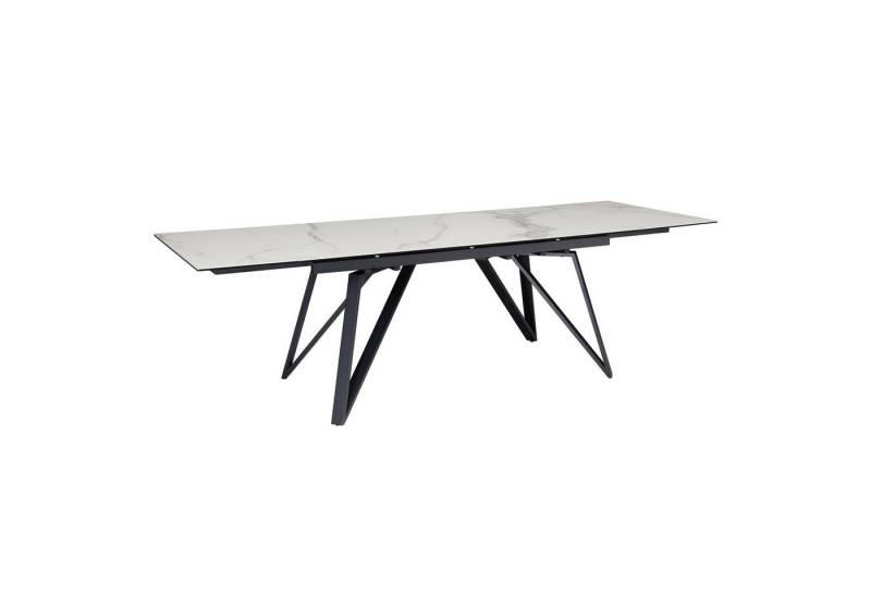Wohnling Esstisch Esszimmertisch 180 - 260 cm Ausziehbar Keramik Glas Weiß, (Keramiktisch Marmor-Optik Groß, Designer Küchentisch Rechteckig), Keramiktisch Marmor-Optik Groß, Designer Küchentisch Rechteckig von Wohnling