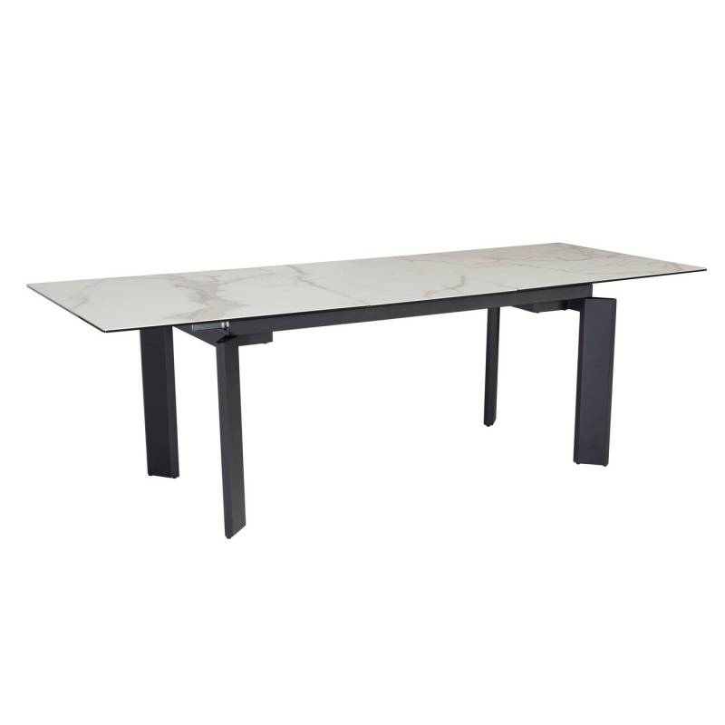 KADIMA DESIGN Esstisch Esszimmertisch 180x95x77 cm Keramik Glas Esstisch Weiß Marmor-Optik, (Esszimmer Rechteckig mit Metallbeinen), Küchentisch ausziehbar bis 240 cm, Glastisch Groß, Speisetisch von KADIMA DESIGN