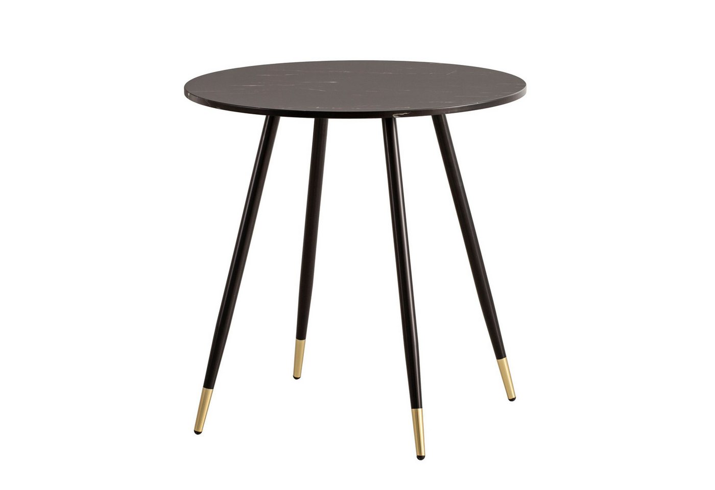 KADIMA DESIGN Esstisch Esszimmertisch 75x75x76 cm Marmor-Optik Schwarz Esstisch Modern (Kleiner Speisetisch Esszimmer Rund), Küchentisch mit Metallbeinen von KADIMA DESIGN