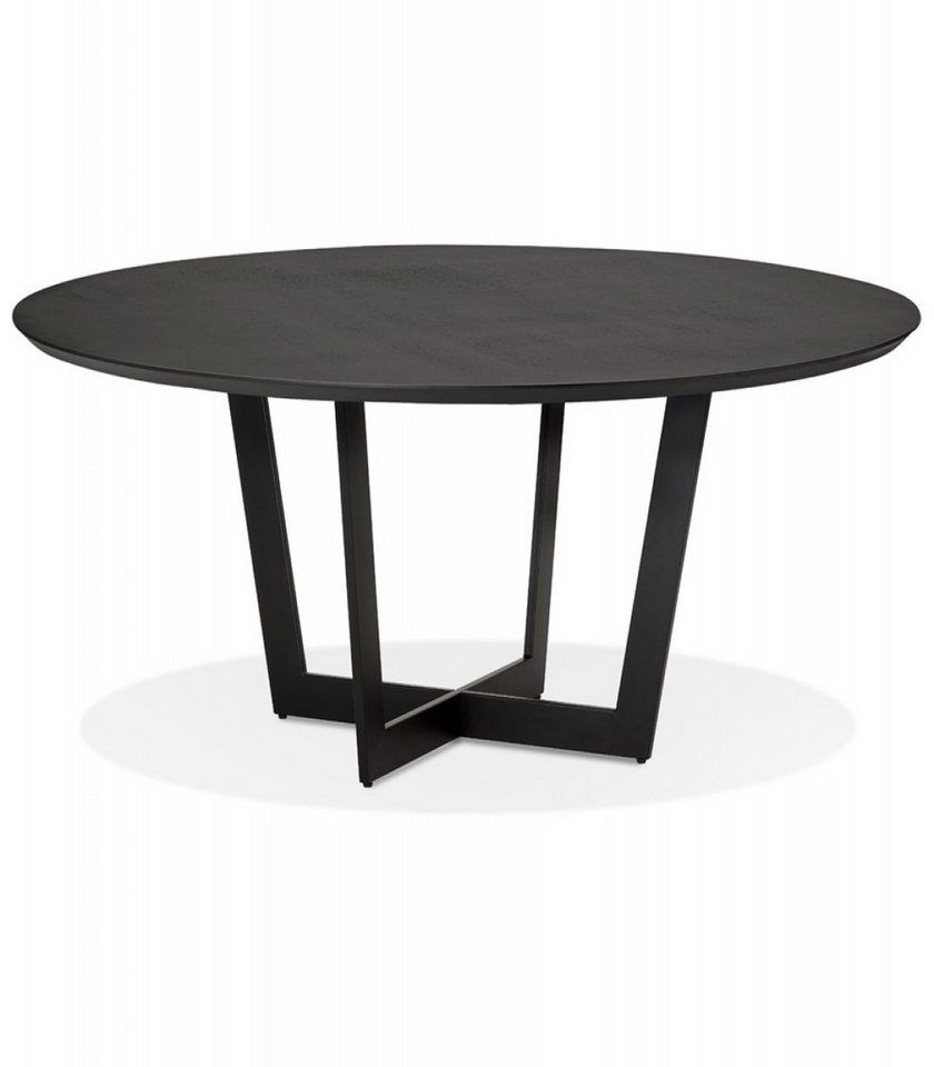 KADIMA DESIGN Esstisch Runder Esstisch aus Holz und Metall Modern 140 cm Durchmesser (Esszimmertisch mit originaler Metallbeinstruktur LULU Kollektion), Designertisch mit schwarzer Tischplatte Höhe 75 cm von KADIMA DESIGN