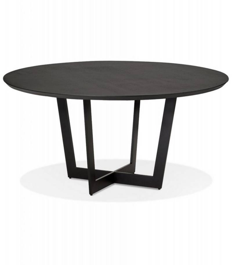 KADIMA DESIGN Esstisch Runder Esstisch aus Holz und Metall Modern 140 cm Durchmesser (Esszimmertisch mit originaler Metallbeinstruktur LULU Kollektion), Designertisch mit schwarzer Tischplatte Höhe 75 cm von KADIMA DESIGN