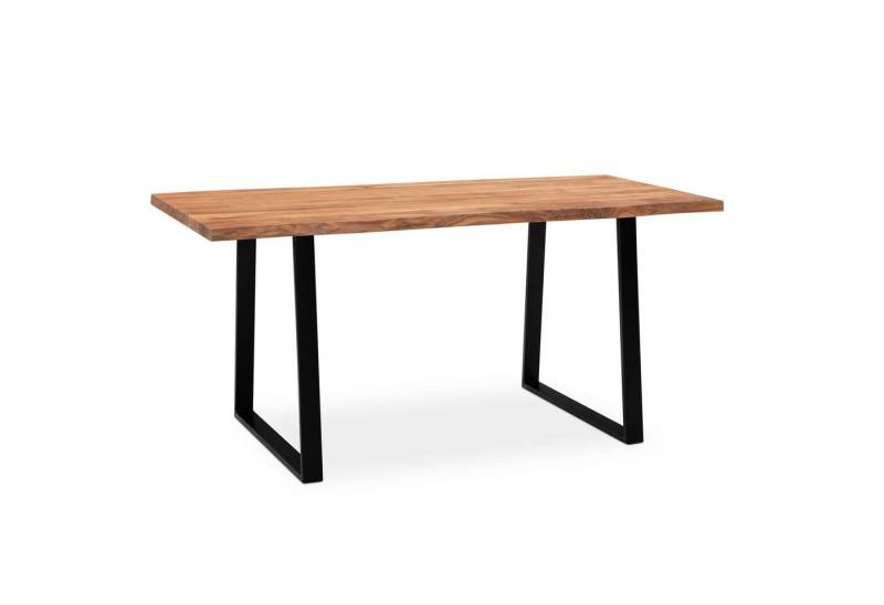 Wohnling Esstisch Esszimmertisch 200x100x76 cm Akazie Massivholz / Metall Esstisch (Baumkante, Küchentisch Massiv mit Trapezbeinen in Schwarz, Holztisch), Baumkante, Küchentisch Massiv mit Trapezbeinen in Schwarz, Holztisch von Wohnling