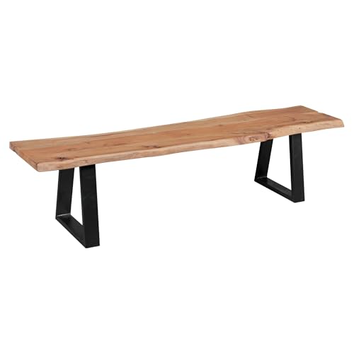 KADIMA DESIGN Esszimmer-Bank Gaya Baumstamm Massivholz Akazie 180 x 45 x 40 cm | Robuste Naturholz Küchenbank mit hoher Stabilität | Echtholz Essbank mit Baumkante | Holzbank mit von KADIMA DESIGN