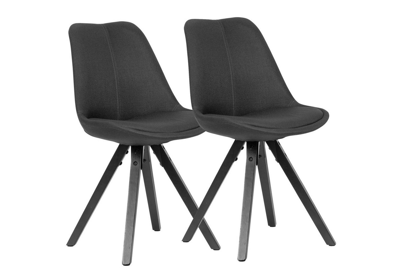 KADIMA DESIGN Esszimmerstuhl 2er Set Esszimmerstuhl Anthrazit mit schwarzen Beinen Stuhl (Skandinavisch, Polsterstuhl mit Stoff-Bezug, Design Küchenstuhl), gepolstert von KADIMA DESIGN