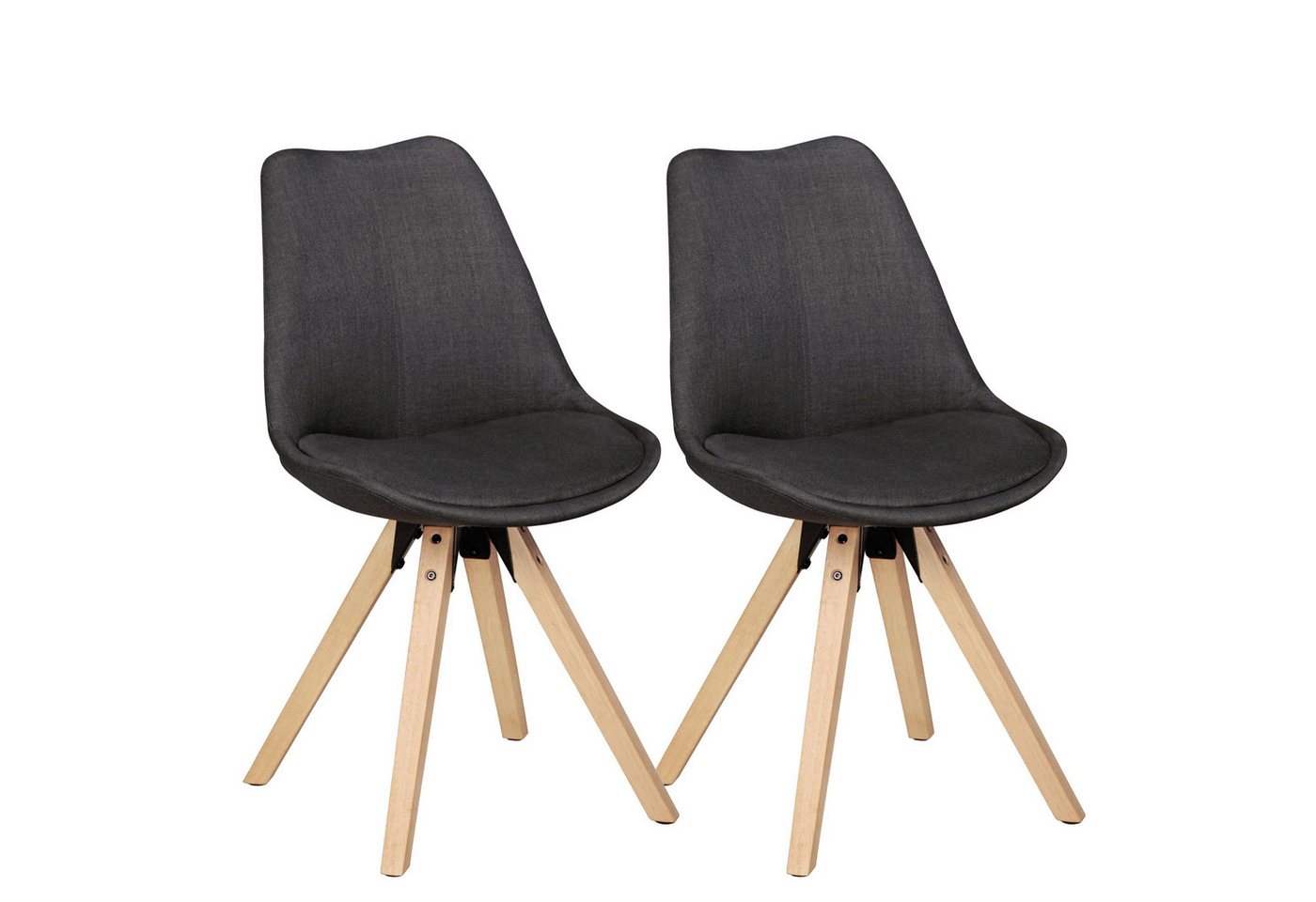 KADIMA DESIGN Esszimmerstuhl 2er Set Retro Esszimmerstuhl LIMA Anthrazit Polsterstuhl Stoff-Bezug (Rückenlehne Design Küchen-Stuhl gepolstert) von KADIMA DESIGN