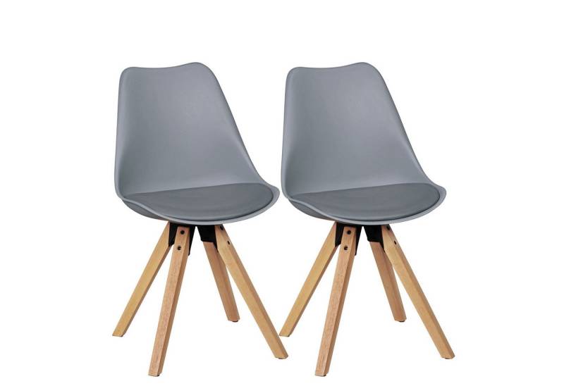 KADIMA DESIGN Esszimmerstuhl 2er Set Retro Esszimmerstuhl LIMA grau (Polsterstuhl Skandinavisch Rückenlehne), Küchenstuhl Kunstleder gepolstert von KADIMA DESIGN