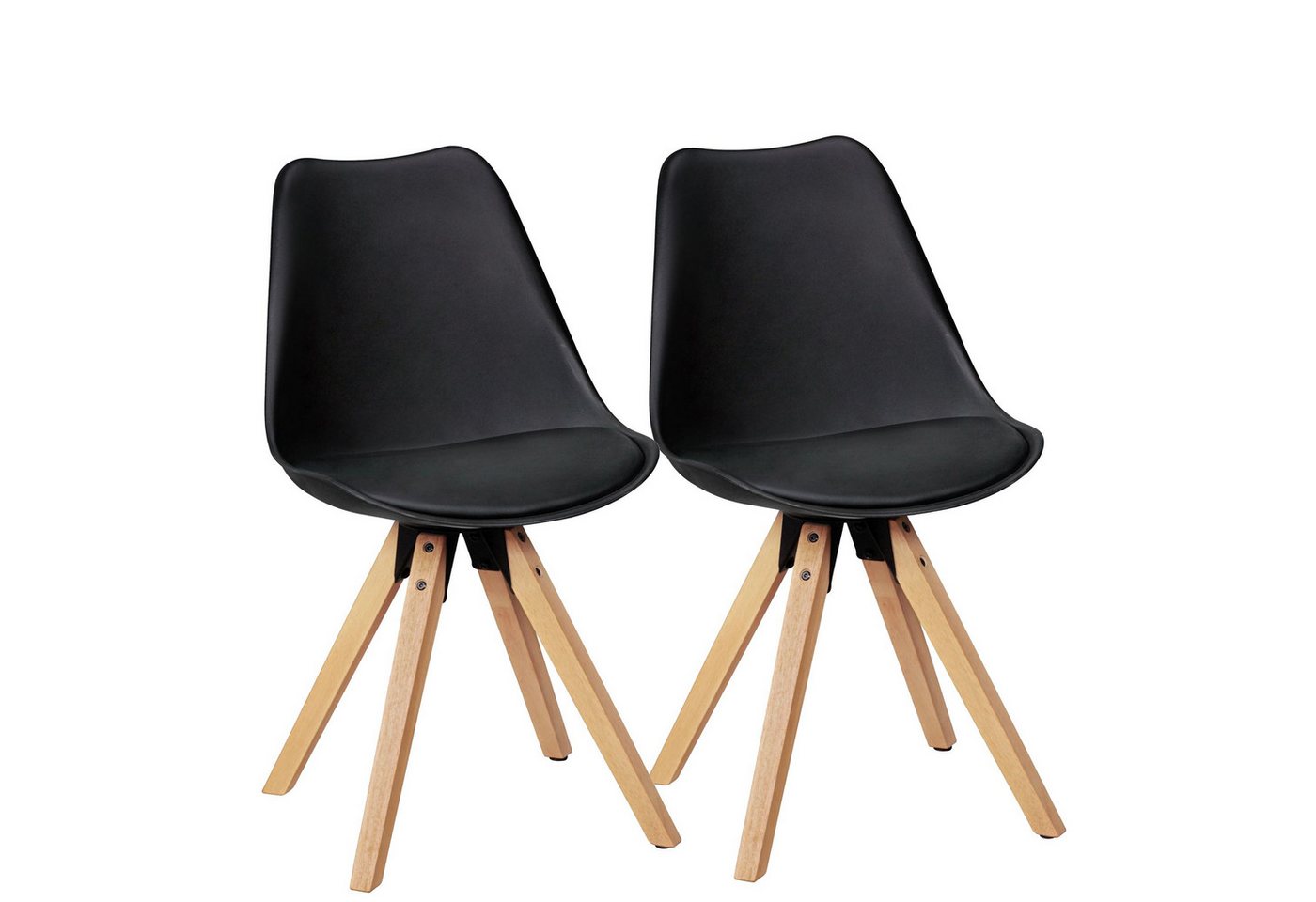KADIMA DESIGN Esszimmerstuhl 2er Set Retro Esszimmerstuhl LIMA schwarz (Polsterstuhl Skandinavisch Rückenlehne), Küchenstuhl Kunstleder gepolstert von KADIMA DESIGN