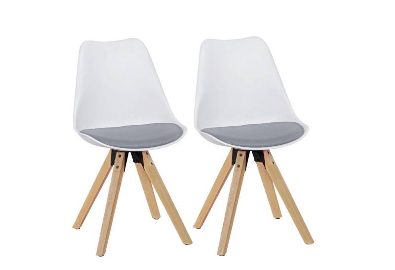 KADIMA DESIGN Esszimmerstuhl 2er Set Retro Esszimmerstuhl LIMA weiß/grau (Polsterstuhl Skandinavisch Rückenlehne), Küchenstuhl Stoff gepolstert von KADIMA DESIGN