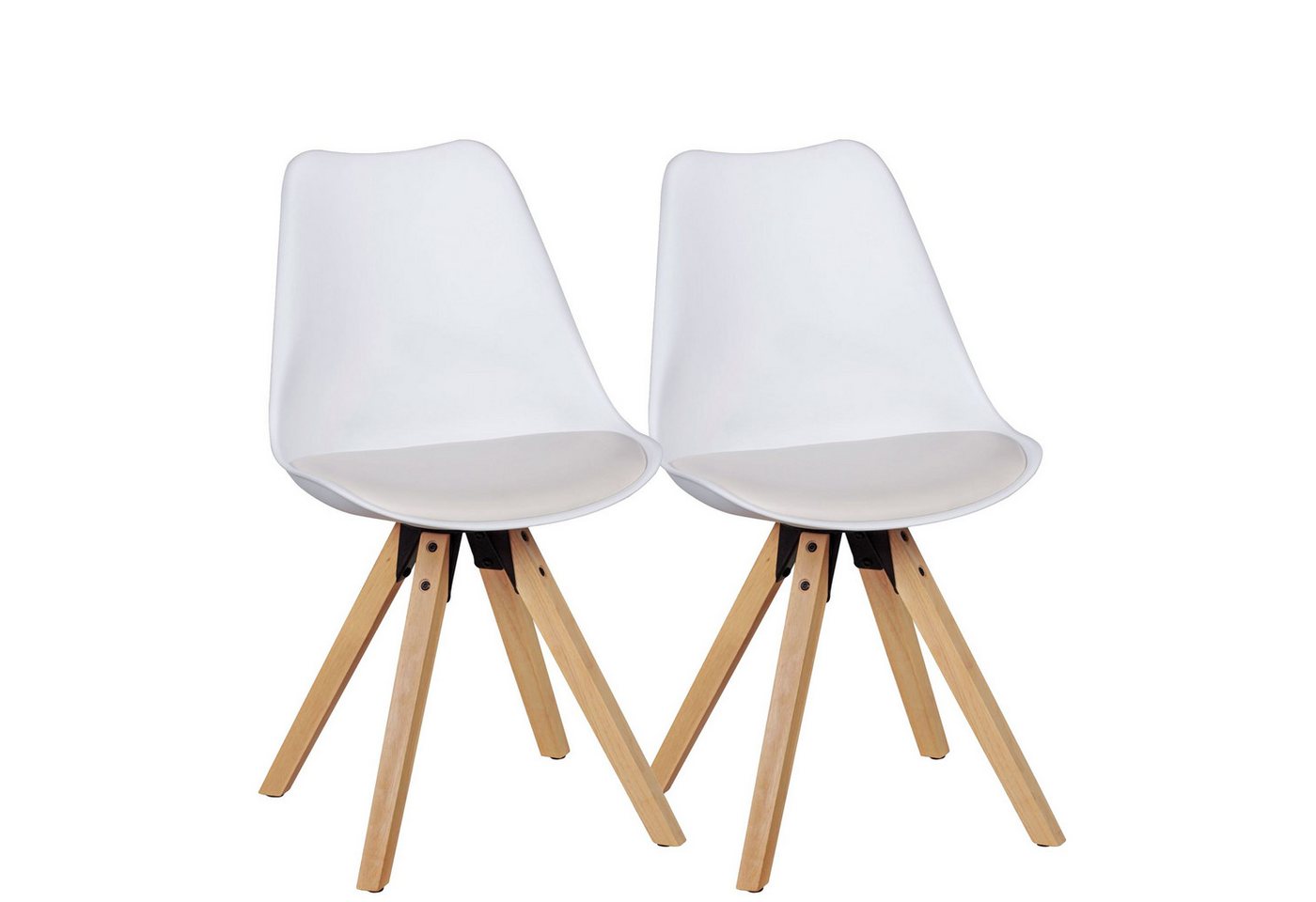 KADIMA DESIGN Esszimmerstuhl 2er Set Retro Esszimmerstuhl LIMA weiß (Polsterstuhl Skandinavisch Rückenlehne), Küchenstuhl Kunstleder gepolstert von KADIMA DESIGN