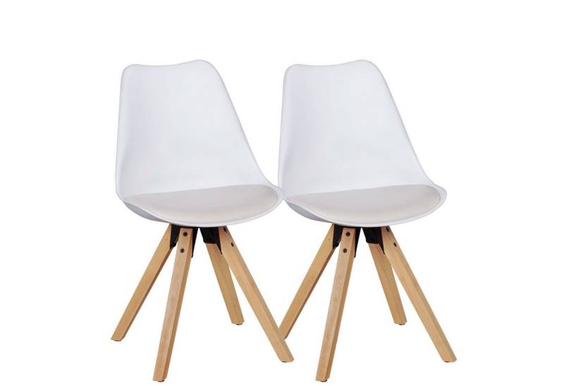 KADIMA DESIGN Esszimmerstuhl 2er Set Retro Esszimmerstuhl LIMA weiß (Polsterstuhl Skandinavisch Rückenlehne), Küchenstuhl Kunstleder gepolstert von KADIMA DESIGN