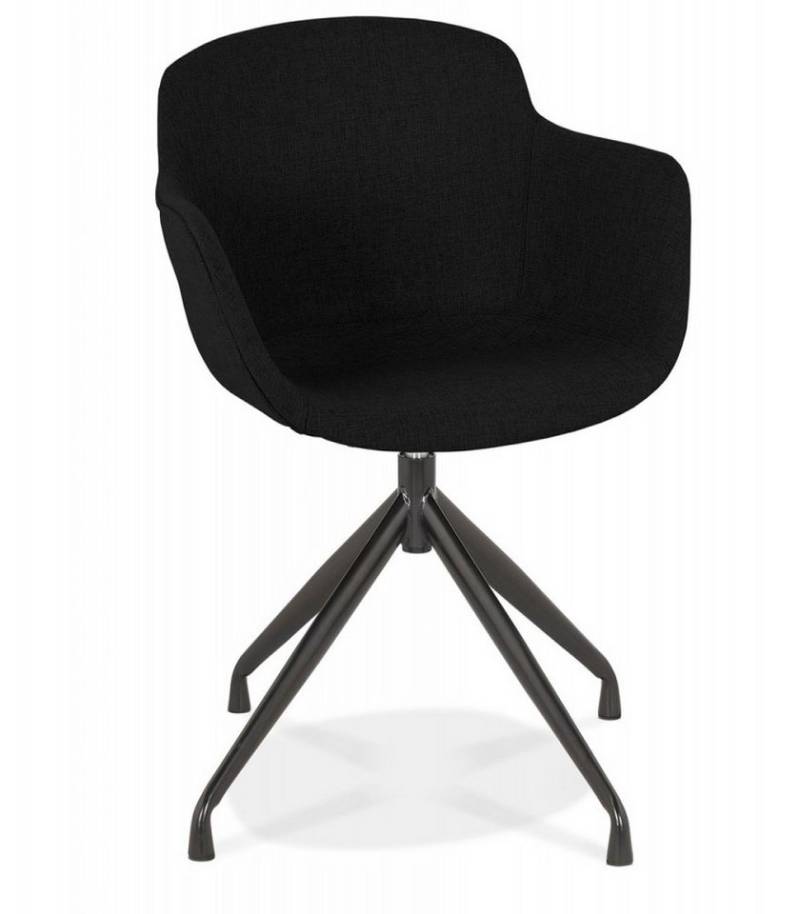 KADIMA DESIGN Esszimmerstuhl Armlehnstuhl SWAN Schwarz Stoff mit Metallgestell Modern Elegant (Drehstuhl mit 360° Funktion für Wohnzimmer 59x54x80 cm), Designerstuhl mit Armlehnen Kadima Design von KADIMA DESIGN