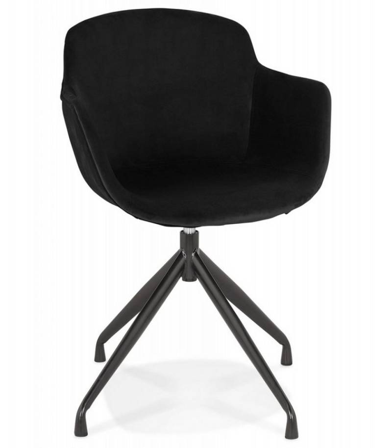 KADIMA DESIGN Esszimmerstuhl Armlehnstuhl Samt Schwarz Metall Modern Zeitlos (Designerstuhl mit ergonomischer Rückenlehne 59x54x80 cm), Eleganter Esszimmerstuhl mit Armlehnen GRAPIN Kollektion von KADIMA DESIGN