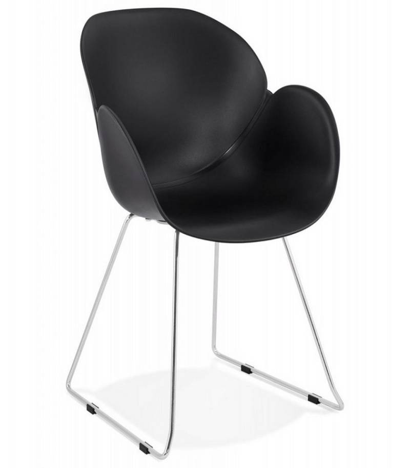 KADIMA DESIGN Esszimmerstuhl Armlehnstuhl aus Metall und Kunststoff Zeitloses Design (Designer Esszimmerstuhl mit ergonomischem Sitz 58x59x87 cm), Schwarzer Küchenstuhl mit modernen Armlehnen NEGO Kollektion von KADIMA DESIGN