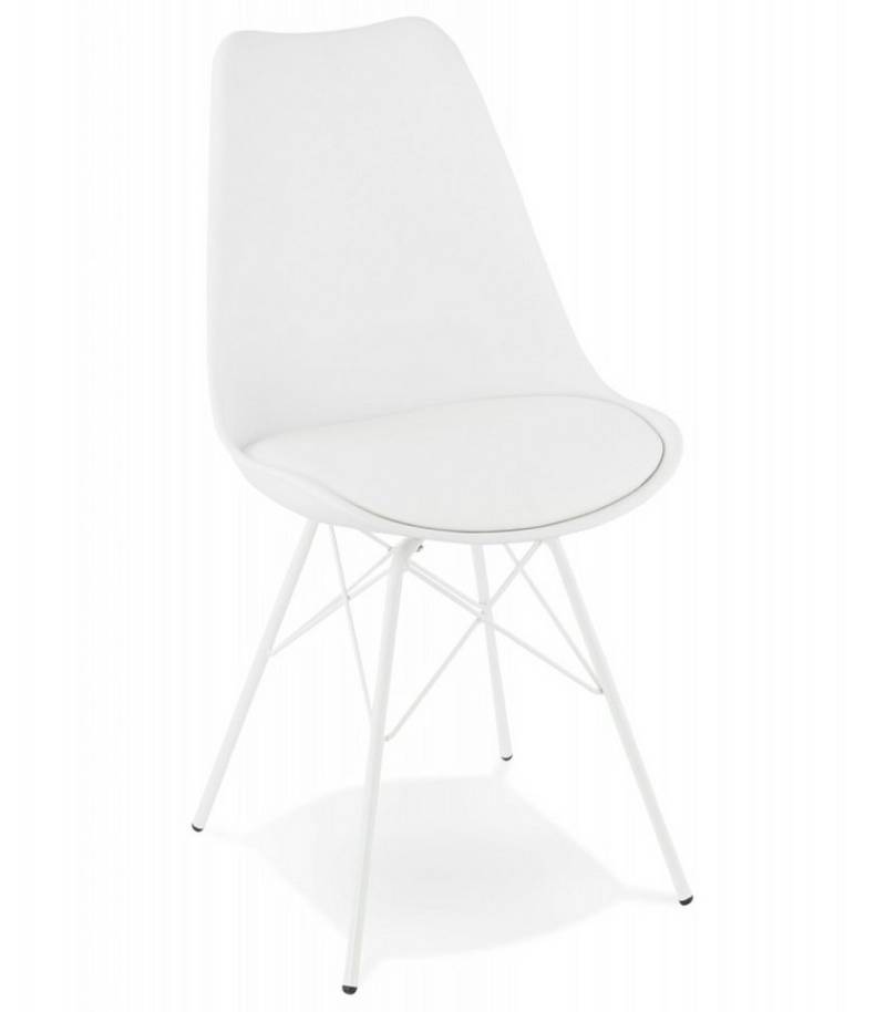KADIMA DESIGN Esszimmerstuhl Designerstuhl BYBLOS Stuhl im Industriestil, bestehend aus einem (weißen Kunststoffsitz kombiniert mit einem schwarzen Metallgestell), 55x45x83 cm Esszimmerstuhl Metall, Kunststoff Designerstuhl von KADIMA DESIGN
