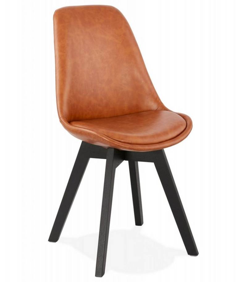 KADIMA DESIGN Esszimmerstuhl Designerstuhl NIAGARA Designerstuhl im Industriestil aus braunem (Kunststoff und schwarzen Holzbeinen 56x48x82 cm Esszimmerstuhl), Holz, Synthetisch Designerstuhl von KADIMA DESIGN
