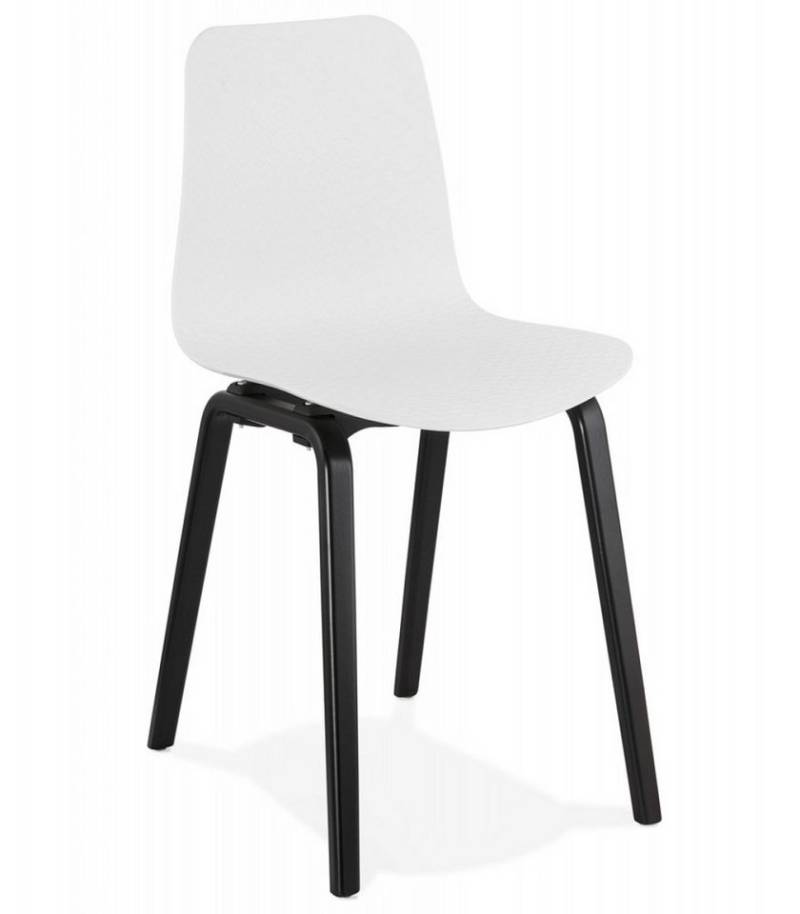 KADIMA DESIGN Esszimmerstuhl Designerstuhl PACIFIK Designerstuhl mit schwarz gebeizten (Holzbeinen und weißem Kunststoffsitz 44,5x52,5x81 cm), Esszimmerstuhl Holz, Kunststoff Designerstuhl von KADIMA DESIGN